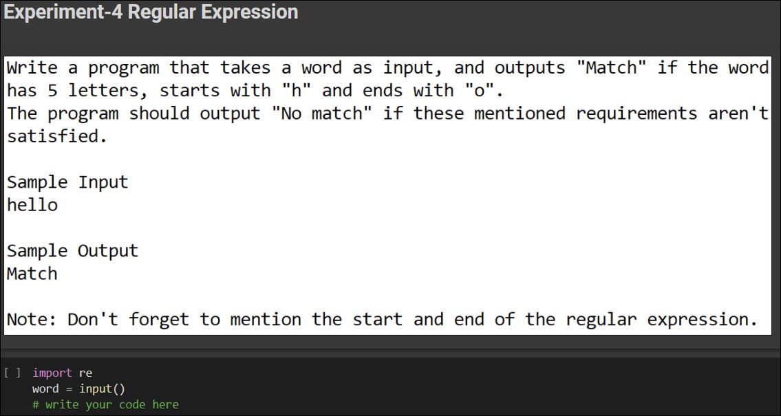 Experiment - 4 Regular Expression.JPG