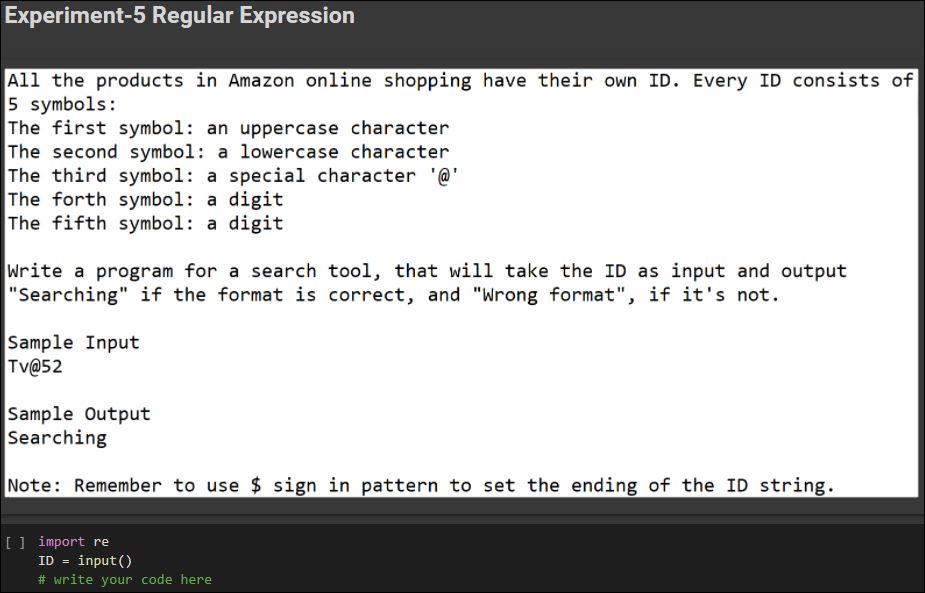 Experiment - 5 Regular Expression.JPG